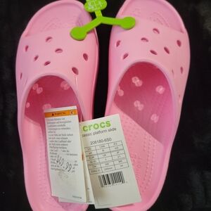 CROCS Kids Light Pink Platform Slides